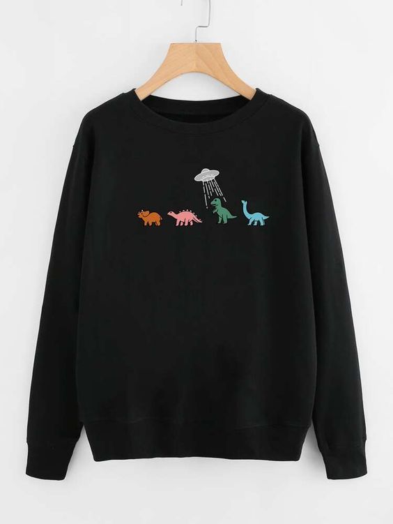 Sudadera Bordada con Cuello Redondo Clásico
